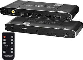 HDMI切替器 4入力1出力 4k60HZ HDR対応 HDMI2.0 HDCP2.2 自動切替 音声分離 PS4pro動作確認済み 光デジタル Dolby DTS 5.1オーディオ対応