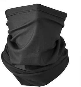 フェイスマスク フェイスカバー ネックガード UVカット 薄手 バラクラバ カモフラージュ 迷彩 バンダナ 万能 ヘッドウェア サバイバルゲーム 自転車 サイクリング アウトドア用 (ブラック)