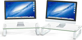 2パック コンピューターモニタースタンド ライザー マルチメディア デスクトップスタンド フラットスクリーンLCD LED TV ラップトップ ノートブック Xbox One 強化ガラスおよび金属製脚付き