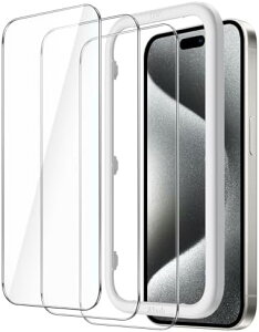 iPhone 15 Pro یtB KX tB ώw dx9H  KChgt P[XɊȂ HDNA (6.1C`p) [3Zbg] 