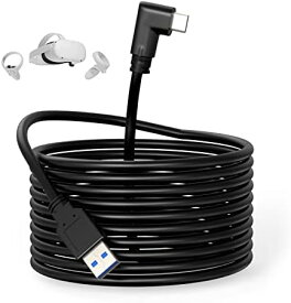 【3メートル】 USB Type C ケーブル USB-C & USB-Aタイプc 充電 ケーブル Oculus Link 対応 クエスト2 リンクケーブル USB 3.2 Type-c L字 90度 オキュラス クエストPC接続用 5Gbps 高速データ転送 Steam ヘッドセット 対応 送料無料