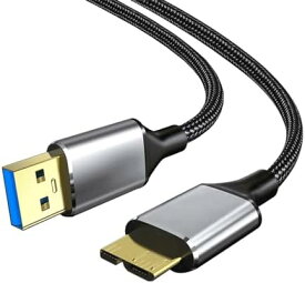 USB3.0 ケーブル Micro B ハードディスク ケーブル USB タイプAオス - マイクロBオス 5Gbps データ高速転送ケーブル 高耐久性 ナイロン編み外付けHDD SSD Blu-ray BDドライブ デジタルカメラ用 (1m) 送料無料