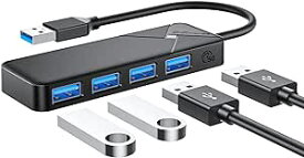 USB ハブ 4ポート USB3.0 HUB バスパワー 5Gbps高速転送 バスパワー 軽量 Windows MacBook OS iPad Pro ChromeBook Pixe直挿しタイプ スリム設計 軽量 テレワーク/リモート/在宅勤務/ゲーム最適 (ブラック) 送料無料