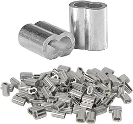 ワイヤーロープスリーブ 100個セット 4mm アルミスリーブ 8字型 アルミ合金製 スリーブ アルミクランプ管 アルミクリンプループ かしめ機で固定 (4mm)
