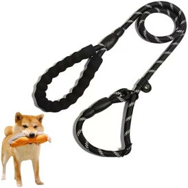 犬用リード スリップリード 犬 リード 全長140cm ロープ厚み1.2cm 一体型 しつけリード 訓練リード ドッグトレーナー トレーニング 引っ張り防止 丈夫 軽量 中型犬用 大型犬用 散歩や遊びに (ブラック)