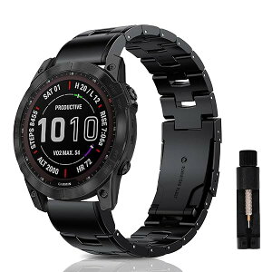 QuickFit 22mm チタン製バンド GARMIN(ガーミン) Fenix 8 47mm / Fenix E / Fenix 7 / Fenix 6 / Fenix 5 / Approach S70 47mm / S62 / S60 バンド ベルト 交換バンド チタンメタル ビジネス風 ベルト Epix 2 / Epix Pro 47mm 長さ調