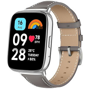 Xiaomi Redmi Watch 3 Active バンド PUレザー素材 ベルト ソフト 柔軟性 ビジネス風 交換ベルト レディース&メンズ 革製ストラップ Xiaomi Redmi Watch 3 Active - グレー 送料無料