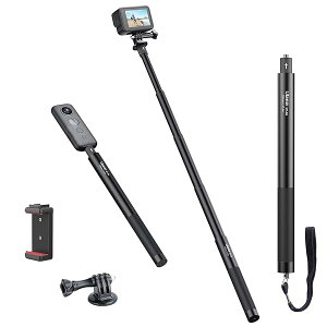 121cm アクションカメラ 自撮り棒 目に見えない 自撮り棒 1/4インチネジ 長さ29.5cmから121cmまで 調節可能 5階伸縮折りたたみ コンパクト アルミ製+シリコーン 延長一脚ポール 超長 軽量 伸縮自