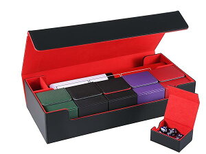 デッキケース トレカケース カードケース プレマ ダメカン 収納ケース トップローダー収納 「 遊戯王 ポケカ MTG 各種 カードゲーム に使用可能 」(黒 (内装赤) )