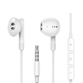イヤホン 有線イヤホン 3.5mmジャック 音量調整 通話対応 HIFI音質 インナーイヤー型 ヘッドホン 3.5mmジャック テレワーク / 在宅勤務 / 会議 / ウォークマン / iOS / Android / Windows / PS4 / PC 多機種対応 (ホワイト) 送料無料