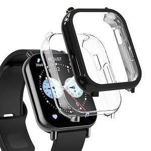 2���� Xiaomi Redmi Watch 5 Lite �P�[�X �t�B���� �ی�J�o�[ + �t�B���� ��̌^ Xiaomi Redmi Watch 5 Lite �J�o�[ TPU�f�� �\�t�g�P�[�X �S�ʕی� �ی�t�B���� �Ռ��z�� �����x�^�b�` ��+���� ��������