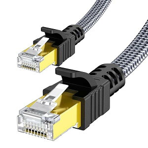 LANケーブル 1m Cat7 ウルトラフラットケーブル 10Gbps / 600MHz 高速 CAT7準拠 爪折れ防止 屋外用 業務用 RJ45 イーサネットケーブル (ブラック) 送料無料