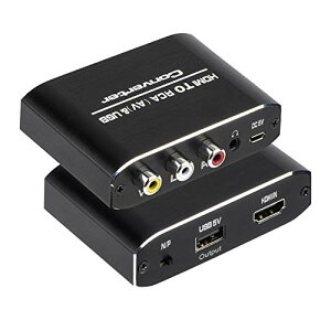 HDMI to RCA�ϊ��R���o�[�^ 1080P HDMI to AV 3RCA CVBs �R���|�W�b�g USB �P�[�u���t�� �r�f�I3.5 mm Aux�I�[�f�B�I�A�_�v�^ TV�X�e�B�b�N PS3 PC ���b�v�g�b�v Xbox HDTV DVD PAL / NTSC �T�|�[�g