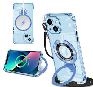 iPhone 13 mini �P�[�X �N���A MagSafe�����O�t�� �l�b�N �V�����_�[ �A�C�t�H��13mini ��|���P�[�X ���� ���|�� �΂߂��� �؍� ���� ��|�� �J�o�[ �ی^�X�^���h�t�� �}�O�l�b�g���� �c�����Ϗ�