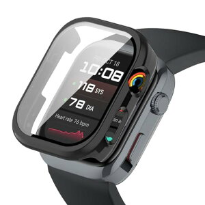 Huawei Watch D2 �P�[�X �y�� PC+�����K���X �ی�J�o�[ 9H�d�x ���t���ȒP ��̌^ �S�ʕی� �L�Y�h�~ �ϏՌ� HD�����ߗ� �w��h�~ ���˒ጸ �P�[�X Huawei Watch D2 �ɑΉ� (�u���b�N)