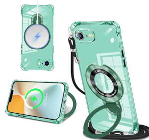 iPhone 16E / iPhone SE4 �P�[�X �N���A MagSafe�����O�t�� �l�b�N �V�����_�[ �A�C�t�H�� 16e / se4 ��|���P�[�X ���� ���|�� �΂߂��� �؍� ���� ��|�� �J�o�[ �ی^�X�^���h�t�� �}�O�l�b�g���� �c