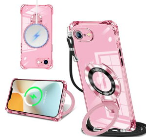 iPhone 16E / iPhone SE4 �P�[�X �N���A MagSafe�����O�t�� �l�b�N �V�����_�[ �A�C�t�H�� 16e / se4 ��|���P�[�X ���� ���|�� �΂߂��� �؍� ���� ��|�� �J�o�[ �ی^�X�^���h�t�� �}�O�l�b�g���� �c