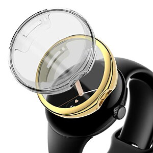 Google Pixel Watch / Pixel watch 2 �J�o�[ �O�[�O�� Pixel �E�H�b�` �X�N���[���v���e�N�^�[�P�[�X �P�[�X �S�ʕی� �����ȒP �ϏՌ� TPU (�S�[���h�^�g�����X�y�A�����g) [2�F�Z�b�g]