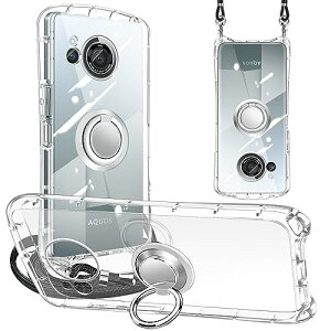 AQUOS R8 �P�[�X �V�����_�[ �X�g���b�v�t �����O �N���A SH-52D �J�o�[ ���� ��|�� ���|�� �΂߂��� TPU �ϏՌ� �X�^���h�@�\ ���u�� �ԍڃz���_�[ �؍� ���� �A�N�I�X r8 sh52d �X�}�z�P�[�X