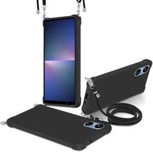 Xperia 5 V �P�[�X �ϏՌ� �X�}�z�P�[�X ���|�� �΂߂��� ��|���P�[�X SO-53D SOG12 ��|�� TPU �J�o�[ �X�g���b�v�t�� �y�� �l�� �G�A�N�b�V�����\�� �����h�~ �_��ŕό`���Ȃ� [��|��-�u���b�N ]