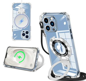 iPhone 13 Pro Max �P�[�X �N���A MagSafe�����O�t�� �l�b�N �V�����_�[ �A�C�t�H��13�v���}�b�N�X ��|���P�[�X ���� ���|�� �΂߂��� �؍� ���� ��|�� �J�o�[ �ی^�X�^���h�t�� �}�O�l�b�g���� 