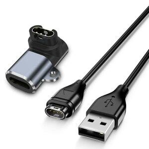 Garmin �[�d�P�[�u�� + USB �ϊ��A�_�v�^�[L�^ �����f�[�^�]�� �}���[�d�P�[�u�� ForeAthlete 945 935 245 55 Vivoactive 3 4 4S Fenix 7 7S 7X 6 6S 6X 5 5S 5X Venu Sq Music 2S Instinct Approach S10 S40 S60 S62 (1M - L�^)