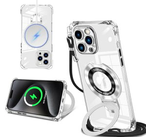 iPhone 16 Pro Max �P�[�X �N���A MagSafe�����O�t�� �l�b�N �V�����_�[ �A�C�t�H��16 promax ��|���P�[�X ���� ���|�� �΂߂��� �؍� ���� ��|�� �J�o�[ �ی^�X�^���h�t�� �}�O�l�b�g���� �c����