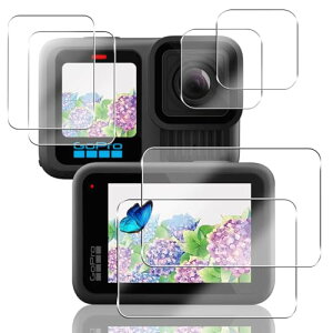 GoPro Hero13 Black �K���X�t�B���� + �J�����t�B���� [���C����ʗp2�� + �T�u��ʗp2�� + LED�ی�t�B����2��] �d�x9H GoPro Hero 13 �t�B���� �����K���X �t�� �ی�t�B���� 3D Touch �����ߗ� �C�A�[�� ��