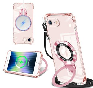 iPhone SE3 SE2 SE 8 �P�[�X �N���A MagSafe�����O�t�� �l�b�N �V�����_�[ �A�C�t�H�� se se2 se3 8 ��|���P�[�X ���� ���|�� �΂߂��� �؍� ���� ��|�� �J�o�[ �ی^�X�^���h�t�� �}�O�l�b�g���� �c