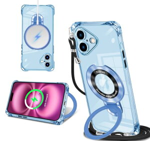 iPhone 16 Plus �P�[�X �N���A MagSafe�����O�t�� �l�b�N �V�����_�[ �A�C�t�H��16 plus ��|���P�[�X ���� ���|�� �΂߂��� �؍� ���� ��|�� �J�o�[ �ی^�X�^���h�t�� �}�O�l�b�g���� �c�����Ϗ�
