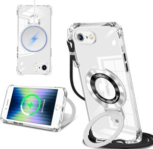 iPhone SE3 SE2 SE 8 �P�[�X �N���A MagSafe�����O�t�� �l�b�N �V�����_�[ �A�C�t�H�� se se2 se3 8 ��|���P�[�X ���� ���|�� �΂߂��� �؍� ���� ��|�� �J�o�[ �ی^�X�^���h�t�� �}�O�l�b�g���� �c