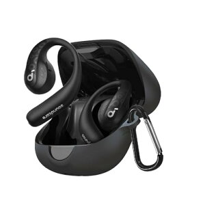 Anker Soundcore AeroFit Pro �P�[�X AeroFit Pro �ی�J�o�[ AeroFit Pro �P�[�X �_�炩�� �V���R���� �����h�~ �L�Y�h�~ �ϏՌ� �h�o �y�� �����[�d�\ �J���r�i�t�� �����h�~ (�u���b�N)