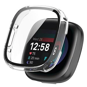 Fitbit Sense 2 / Versa 4 �J�o�[ Fitbit Sense 2 / Versa 4 �P�[�X �����^ PC+�K���X�f�� ��̌^ �S�ʕی� �����^ �����ȒP �ϏՌ� �����ߗ� �w��h�~ ���h�~ (�N���A)