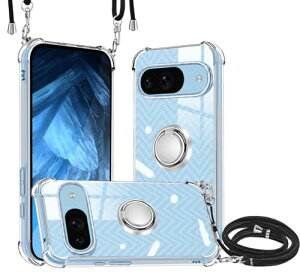 Google Pixel 9 �P�[�X �N���A �����O �V�^�؍� �l�b�N �V�����_�[ �X�g���b�v�t�� �X�}�z �V���R�� �����O �t�� TPU �y�� ���^ �X�^���h�@�\ �ی�J�o�[ Pixel 9 �X�}�z�P�[�X ���� �X�^�C���b�V��