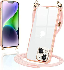iPhone14 �P�[�X �V�����_�[ �N���A iPhone14 �X�}�z�P�[�X �J�o�[ �A�C�t�H��14 ���|�� ��|�� �΂߂����P�[�X ���� ���킢�� �؍� ���� TPU ���^ �ϏՌ� �V���R�� (�� �s���N)