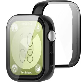 HUAWEI (ファーウェイ) WATCH FIT 3 カバー HUAWEI WATCH FIT 3 ケース超薄型 PC+ガラス素材 一体型 全面保護 超薄型 装着簡単 耐衝撃 高透過率 指紋防止 傷防止 (ブラック)