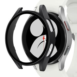 Galaxy Watch6 40mm �J�o�[ �T���X�� (SAMSUNG) Galaxy Watch6 40mm �P�[�X �����^ PC+�K���X�f�� ��̌^ �S�ʕی� �����^ �����ȒP �ϏՌ� �����ߗ� �w��h�~ ���h�~ (�u���b�N)
