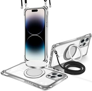 iPhone 14 Pro Max �P�[�X �N���A �c����360°��]�X�^���h �����O �}�O�l�b�g���� MagSafe���C�����X�[�diPhone14 pro max �P�[�X ���|�� �΂߂��� ��|���P�[�X ���� tpu ���b�L���H �ϏՌ� �ԍڃz���_�[ 