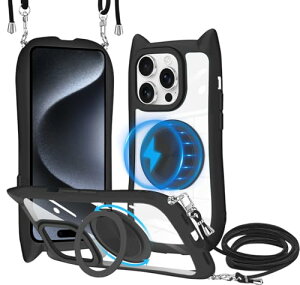 iPhone 15 Pro �P�[�X �N���A MagSafe360�x��]�X�^���h �����O�t�� PC�w�� + TPU�o���p�[ ���C�����X�[�d �l�b�N �V�����_�[ iPhone15pro �J�o�[ ���|�� ��|�� �΂߂��� �R�t�� �؍� ���킢���t�@�b�V��