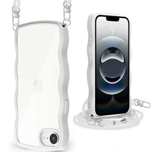 iPhone 17e �P�[�X �N���A �V�����_�[ �X�g���b�v�t�� iPhone 16e �J�o�[ �X�}�z�P�[�X �ϏՌ� ���� ���|�� �΂߂��� �R�t�� ��|���P�[�X ���������\ ���O���\ (�z���C�g)