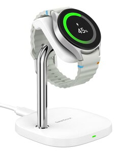 Galaxy Watch �[�d�� �X�^���h �M�����N�V�[�E�H�b�` �[�d�� �p�x�����\ �}�� �y�� Samsung Galaxy Watch 8 / 8 Classic / Ultra (2025) / 7 / Ultra / 6 / 6 Classic / 5 / 5 Pro / 4 / 3 / Active 2�Ή� (�z���C�g)