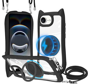 iPhone 17e �P�[�X �N���A MagSafe360�x��]�X�^���h �����O�t�� PC�w�� + TPU�o���p�[ ���C�����X�[�d �l�b�N �V�����_�[ iPhone 16e �J�o�[ ���|�� ��|�� �΂߂��� �R�t�� �؍� ���킢���t�@�b�V���� 