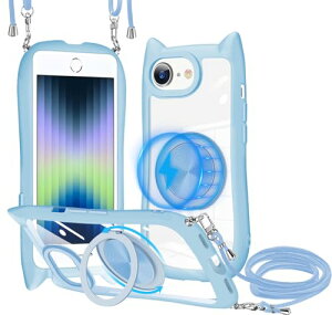 iPhone SE3 SE2 [��3 / 2����] �P�[�X iPhone7 / 8�p �P�[�X �N���A MagSafe360�x��]�X�^���h �����O�t�� PC�w�� + TPU�o���p�[ �l�b�N �V�����_�[ �J�o�[ ���|�� ��|�� �΂߂��� �R�t�� �؍� ���킢���t�@