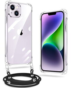 iPhone 14 Plus �P�[�X �N���A �l�b�N �V�����_�[ �X�g���b�v�t�� iPhone14plus �X�}�z�P�[�X �A�C�t�H��14plus �J�o�[ �ϏՌ� ���^ �y�� TPU�X�}�z �V���R�� �J�o�[ �R�t�� �΂߂��� �D��X�g���b�v�t