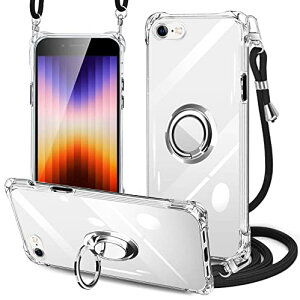 iPhone SE3 / iPhone 7 / iPhone 8 �P�[�X �V�����_�[ �N���A�����O�t�� �ϏՌ� �A�C�t�H��se3 / 7 / 8 �J�o�[���|�� �΂߂��� ��|�� ���� TPU �X�g���b�v�t�� ���^ �y�� �R�t�� �D��X�g���b�v�t�� �P�[