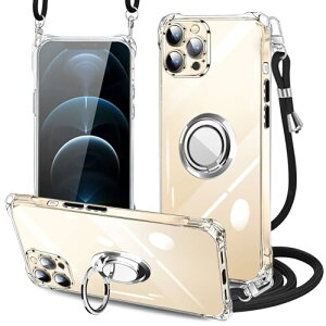 iPhone 12 pro �P�[�X �N���A �l�b�N �����O�t�� �V�����_�[ �ϏՌ� �A�C�t�H��12 pro �X�}�z�P�[�X ���|�� �΂߂��� ���� TPU �X�g���b�v�t�� ���^ �y�� �R�t�� �΂߂��� �D��X�g���b�v�t�� ���|