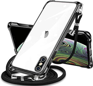 iPhone XS �P�[�X �N���A �V�����_�[ iPhone X �P�[�X iphone x xs �X�}�z�P�[�X �A�C�t�H��X XS �J�o�[ ���|�� �΂߂��� ���� TPU ���^ �y�� �ϏՌ� �R�t�� �΂߂��� �D��X�g���b�v�t�� �l�b�N�X�g���b