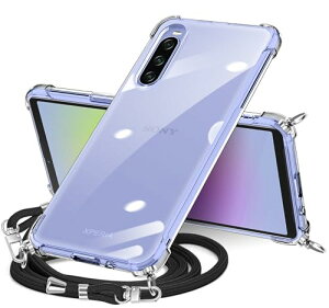 Sony Xperia 10 V �P�[�X �N���A �V�����_�[ xperia10v �X�}�z�P�[�X �G�N�X�y���A10V �J�o�[ ���|�� �΂߂��� ���� TPU �ϏՌ� ���^ �y�� �X�g���b�v�t�� �R�t�� �΂߂��� �D��X�g���b�v�t�� �l�b�N