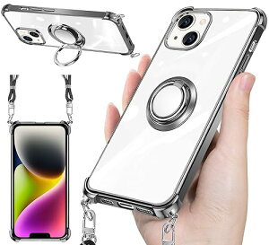 iPhone 14 plus�P�[�X �N���A �l�b�N �����O�t�� �V�����_�[ iPhone 14 plus �ϏՌ� �o���p�[ �X�}�z�P�[�X tpu �y���^ �X�g���b�v�z�[���t�� �A�C�t�H�� 14 plus�P�[�X �Ռ��z�� �^���h�@�\ �ԍڃz���_