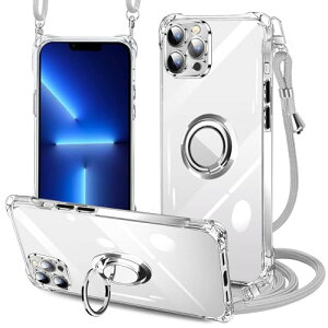 iPhone 13 Pro Max �P�[�X �N���A �l�b�N �����O�t�� �V�����_�[ �ϏՌ� ���^ �y�� �R�t�� �΂߂��� �D�� �l�b�N�X�g���b�v �V�����_�[ �P�[�X �c / �� 2WAY �����������O���\ �����h�~ �V���R��